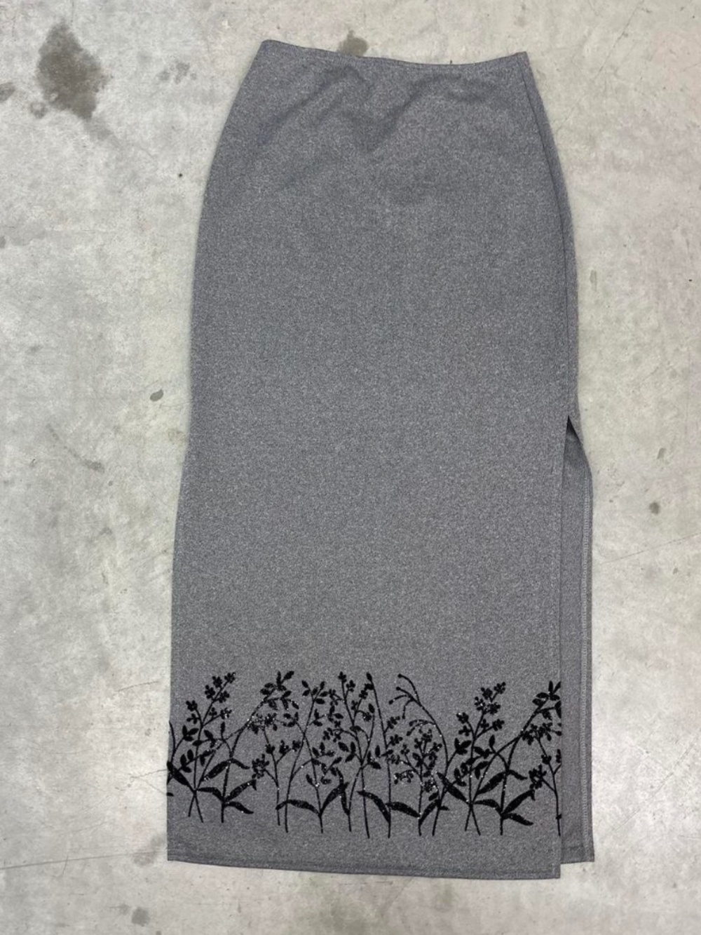 Vintage Gray Floral Maxi Skirt
